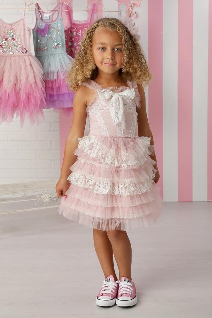 Lace Bodice and Tiered Skirt in Pink